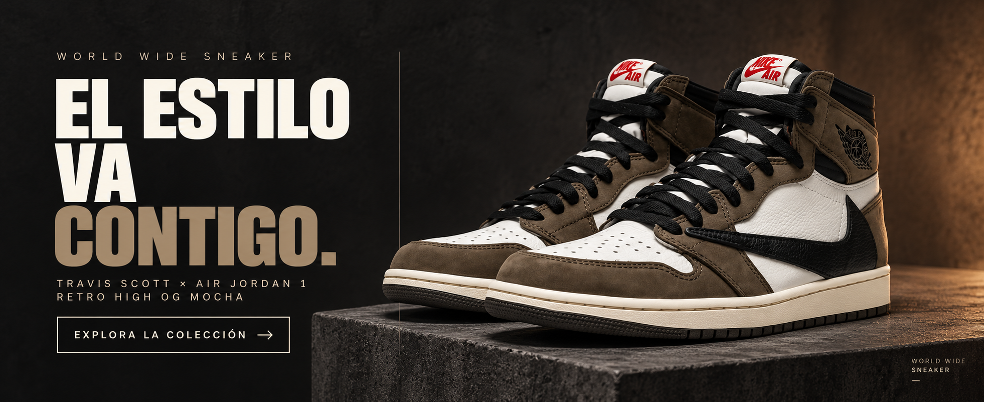 Travis Scott x Air Jordan 1 Retro High OG Mocha — El estilo va contigo. World Wide Sneaker